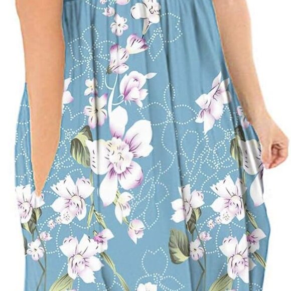 Dresses & Skirts - Women Summer Casual Short Sleeve Dresses Empire Waist Dress with Pockets